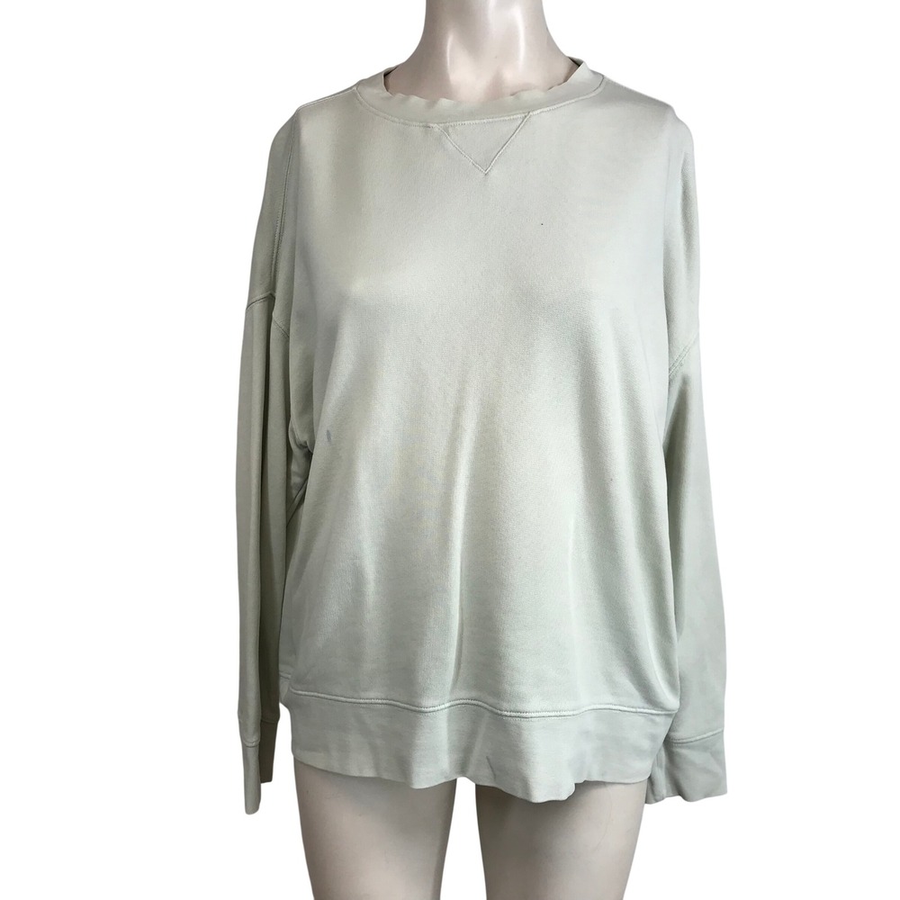 Vince Womens Pale Sage Green Cotton French Terry Oversized Crewneck Sweatshirt S